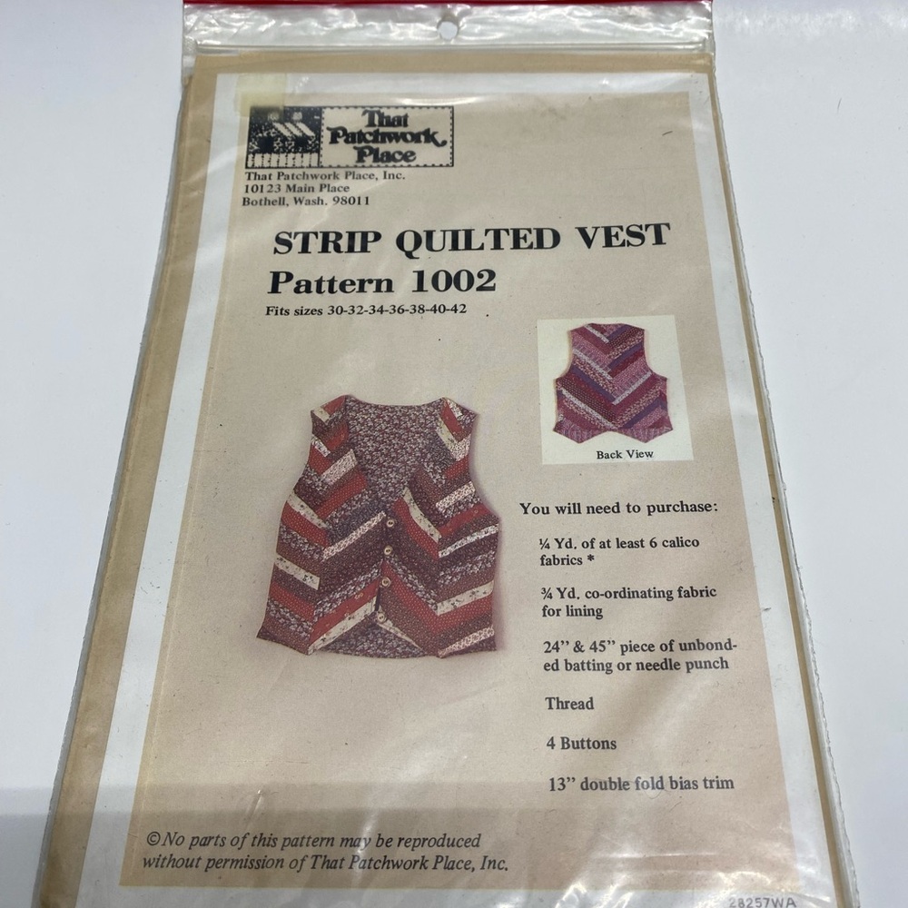 * the patchwork place sewing strip pattern Quilted Vest Pattern